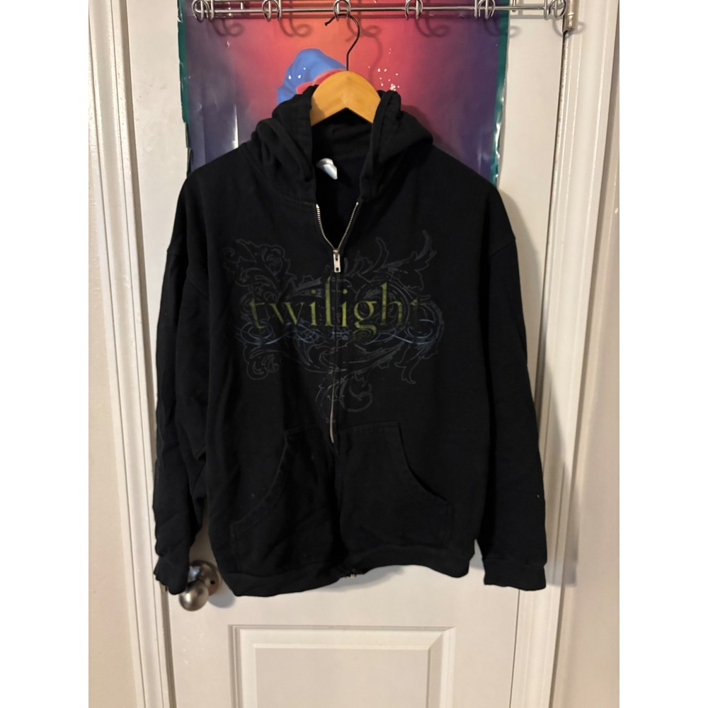 Twilight Movie Promo Zip Up Hoodie Black Are You Afraid Graphic Sweatshirt L y2k